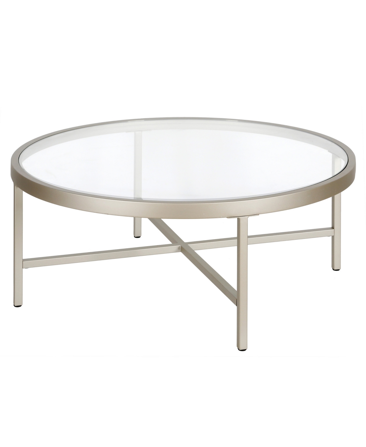 Shop Hudson & Canal Xivil 36" Round Coffee Table In Satin Nickel