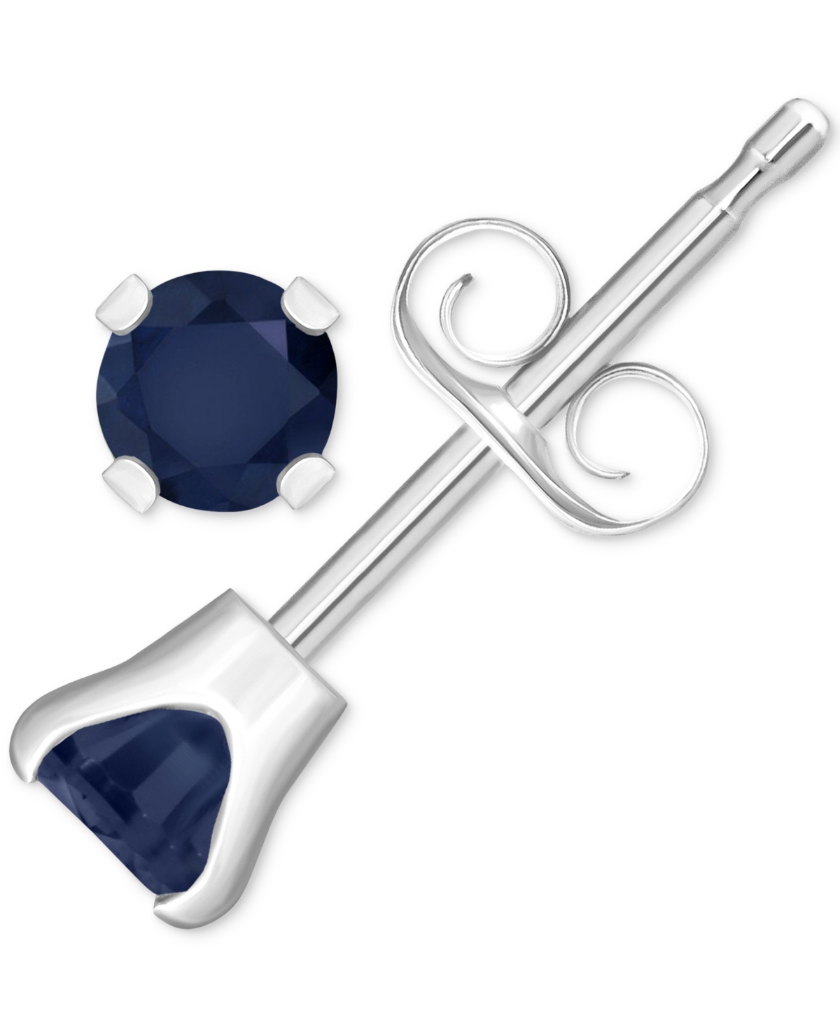 Macy's Aquamarine (1/5 Ct. T.w.) Solitaire Stud Earrings In 14k Gold (also In Sapphire, Emerald & Ruby) In Sapphire/white Gold