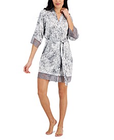 Lace Trim Short Wrap Robe, Created for Macy's