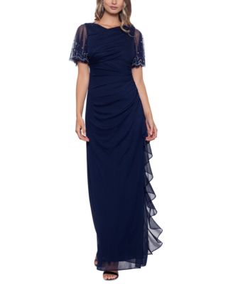 Betsy & Adam Embellished Cascade Ruffle Gown - Macy's