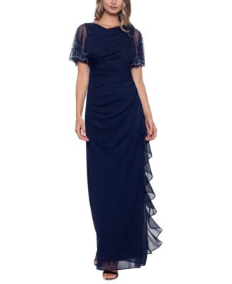 Betsy & Adam Embellished Cascade Ruffle Gown - Macy's
