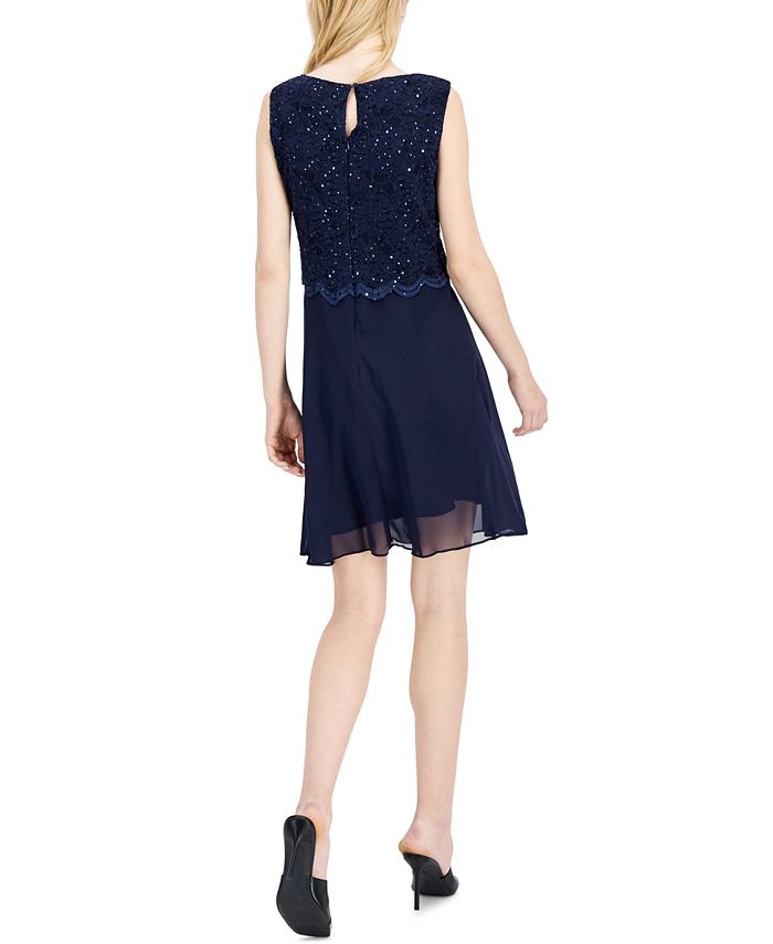 Connected Petite Glitter Lace ALine Dress Macy's