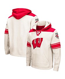 Men's Cream Wisconsin Badgers 2.0 Lace-Up Pullover Hoodie