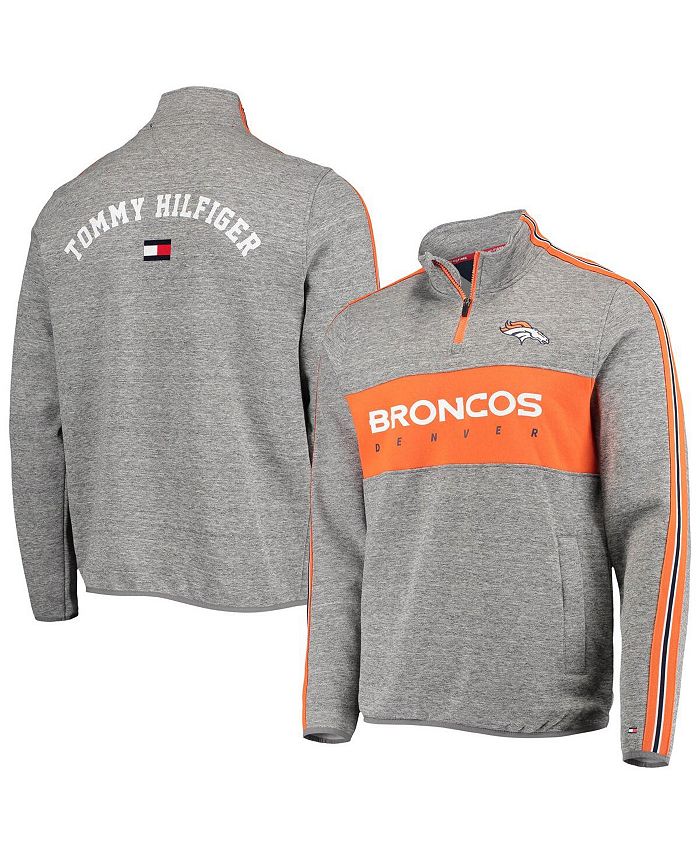 Tommy Hilfiger Men's Heathered Gray Denver Broncos Mario Quarter-Zip Jacket  - Macy's