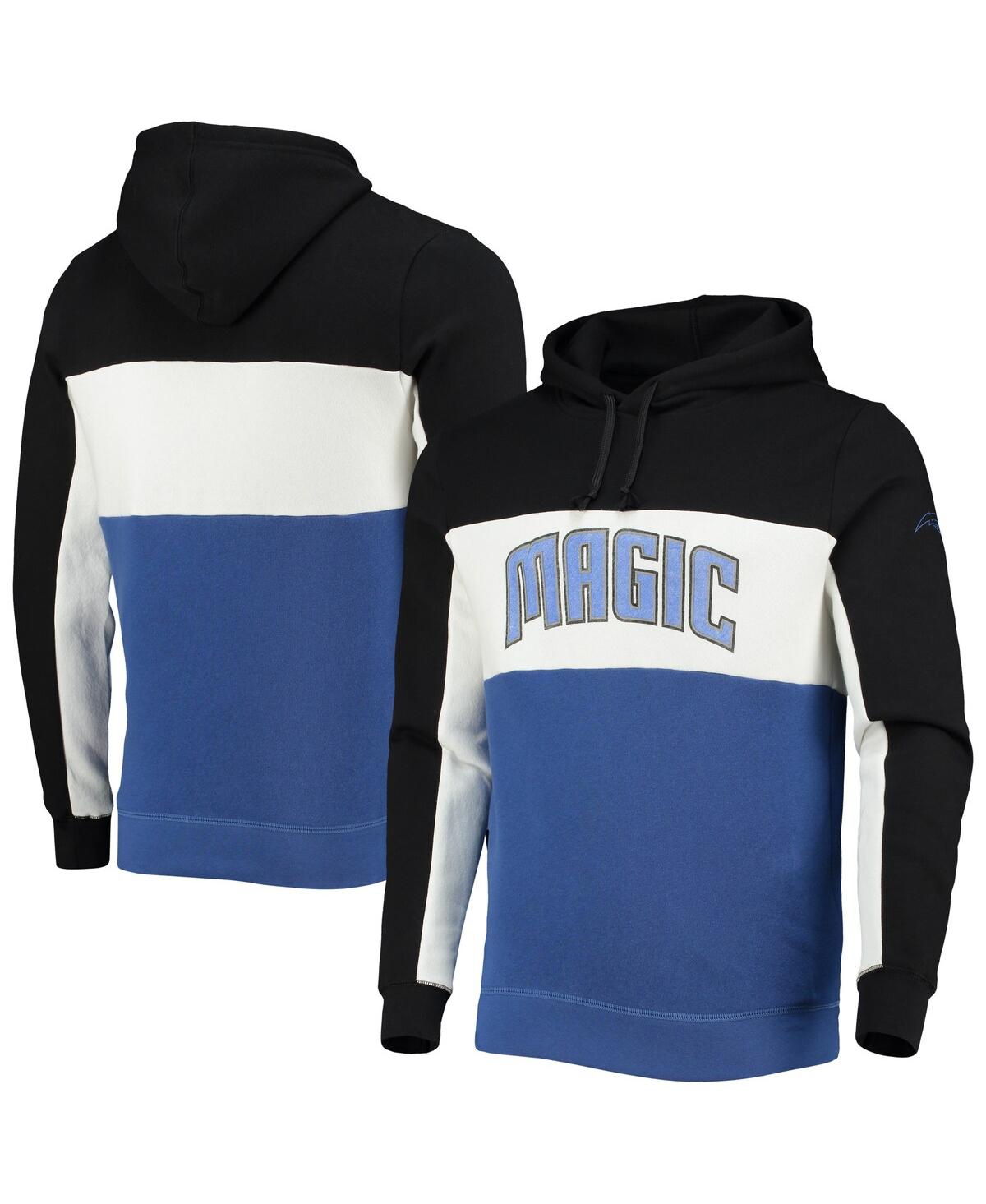 Men's Black, White Orlando Magic Wordmark Colorblock Fleece Pullover Hoodie - Black, White