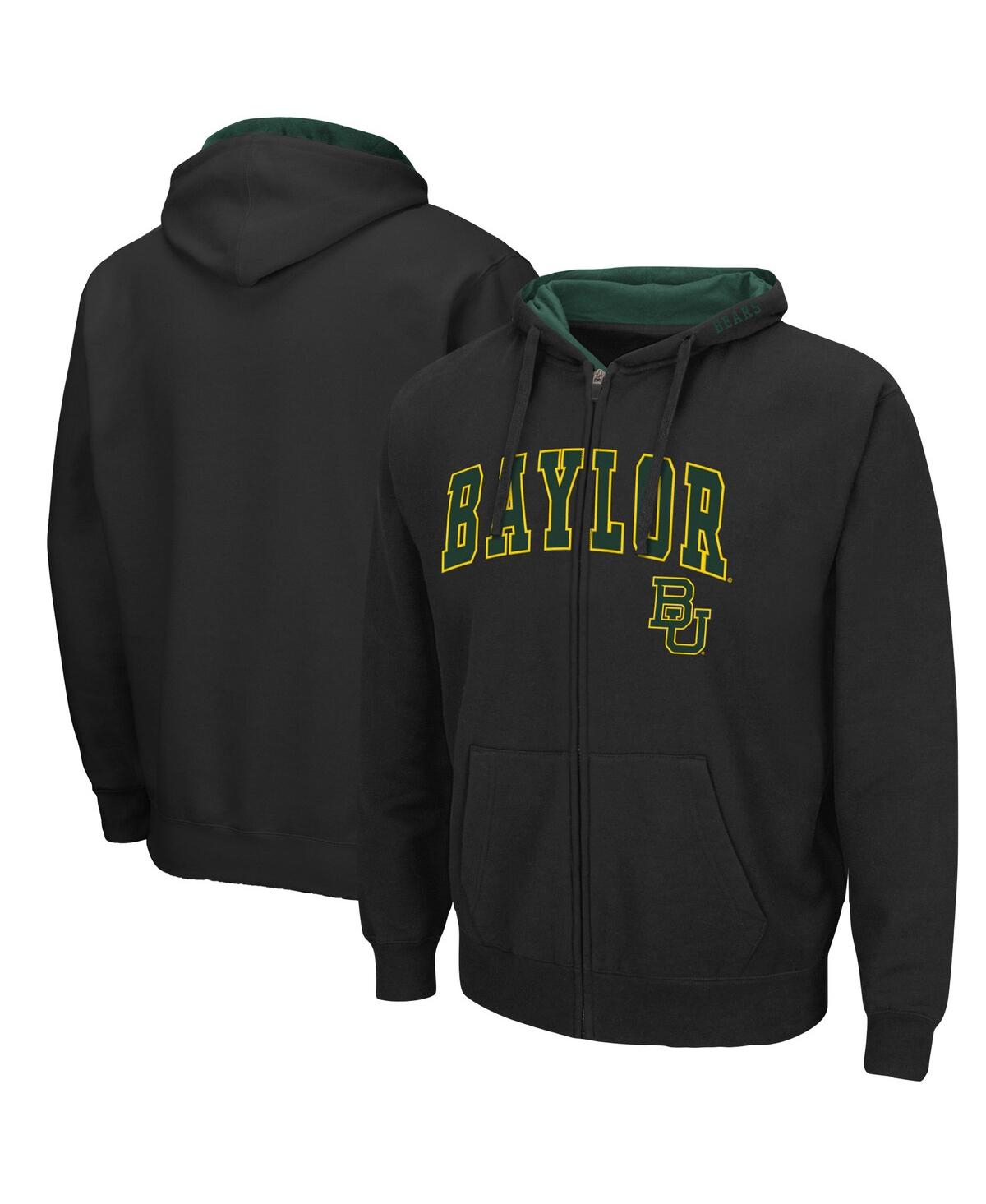 Colosseum Men's Black Baylor Bears Arch Logo 3.0 Full-zip Hoodie In Black