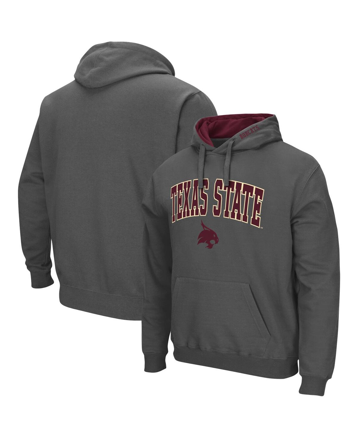 Colosseum Men's Charcoal Texas State Bobcats Arch And Logo Pullover Hoodie In Charcoal