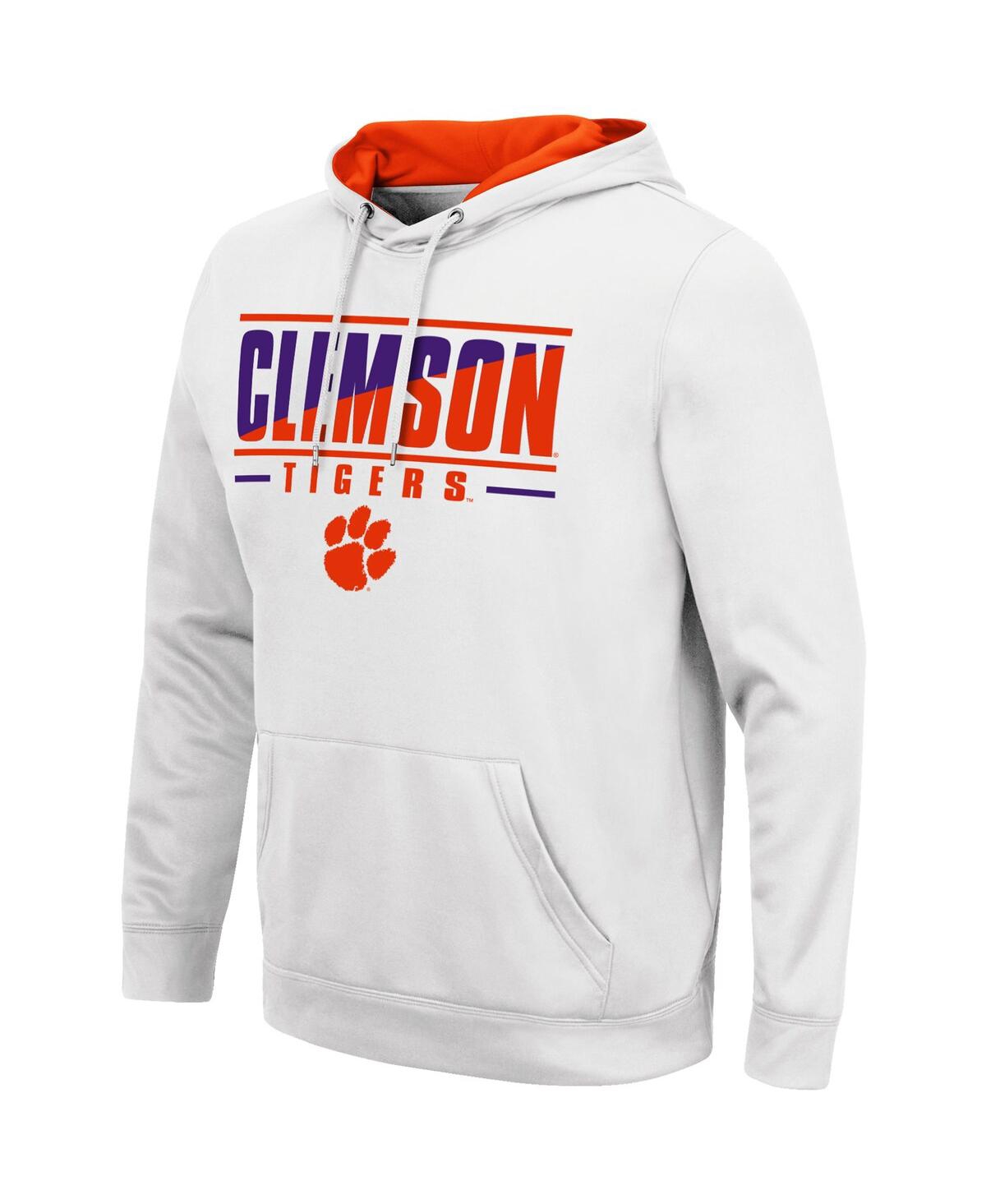 Shop Colosseum Men's White Clemson Tigers Slash Stack 2.0 Pullover Hoodie