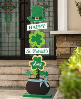42" Lighted St. Patrick's Wooden Shamrocks Porch Decor