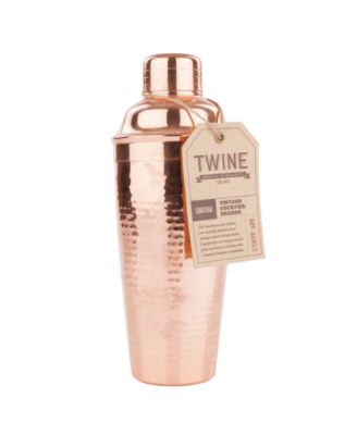 Hammered Copper Cocktail Shaker with Built-in Strainer, 25 Oz