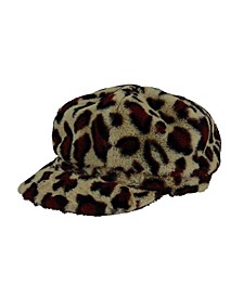 Women's Leopard Faux Fur Baker Boy Cap