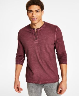 Sun + Stone Men's Long-Sleeve Washed Henley, Created for Macy's - Macy's