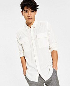 Men's Sandro Dobby Long-Sleeve Button-Up Shirt, Created for Macy's