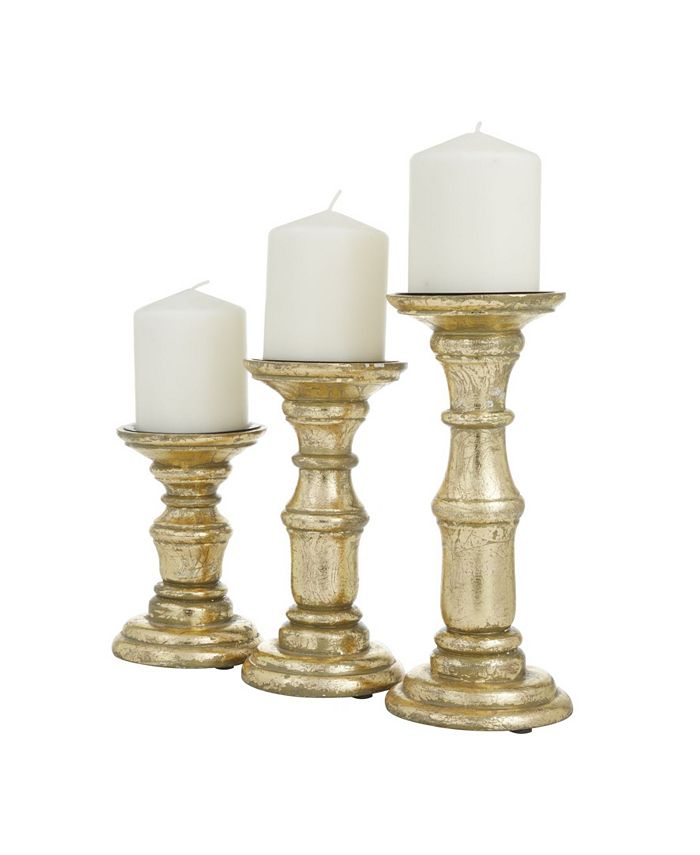 Rosemary Lane Wood Traditional Candle Holder, Set of 3 - Macy's