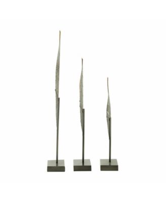 Metal Contemporary Leaf Sculpture, Set of 3