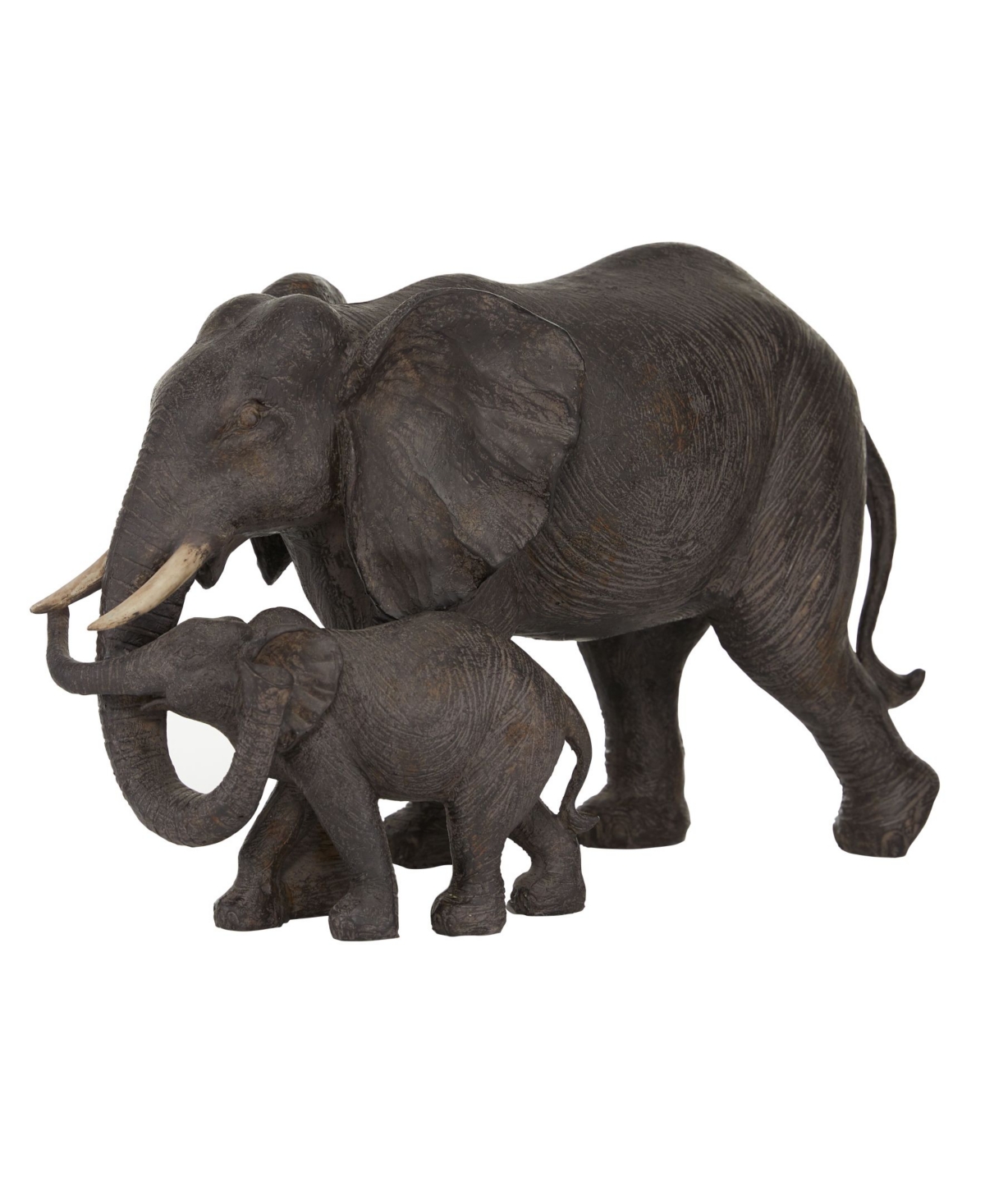 Rosemary Lane Dark Eclectic Resin Elephant Sculpture, 9" X 14" In Brown