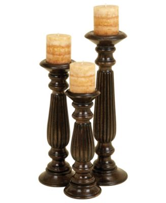 Mango Wood Traditional Candle Holder, Set of 3 - Macy's