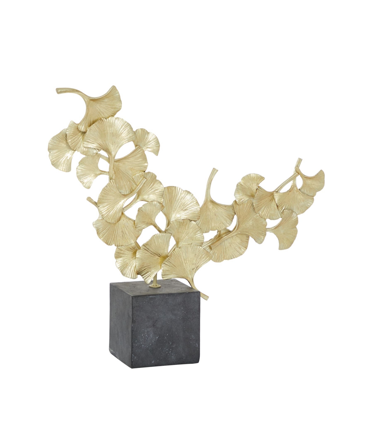 Cosmoliving By Cosmopolitan Polyresin Contemporary Gingko Leaf Sculpture, 17" X 18" In Gold-tone