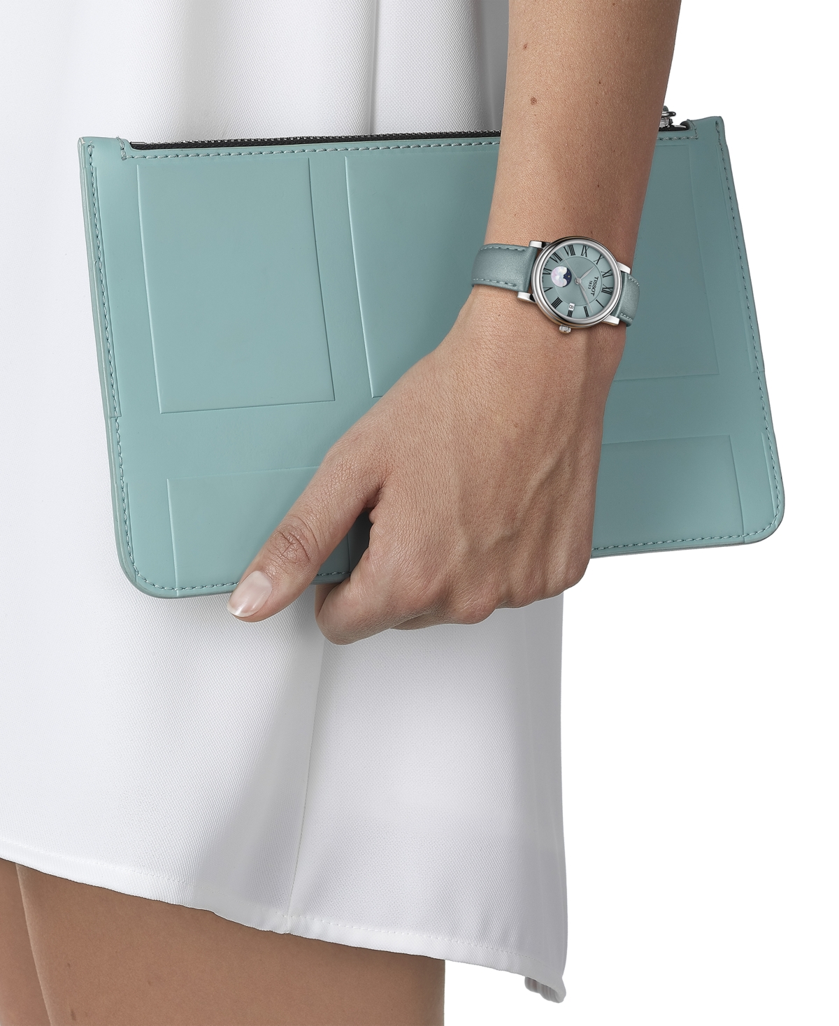 Shop Tissot Women's Carson Premium Lady Moonphase Blue Leather Strap Watch 32mm