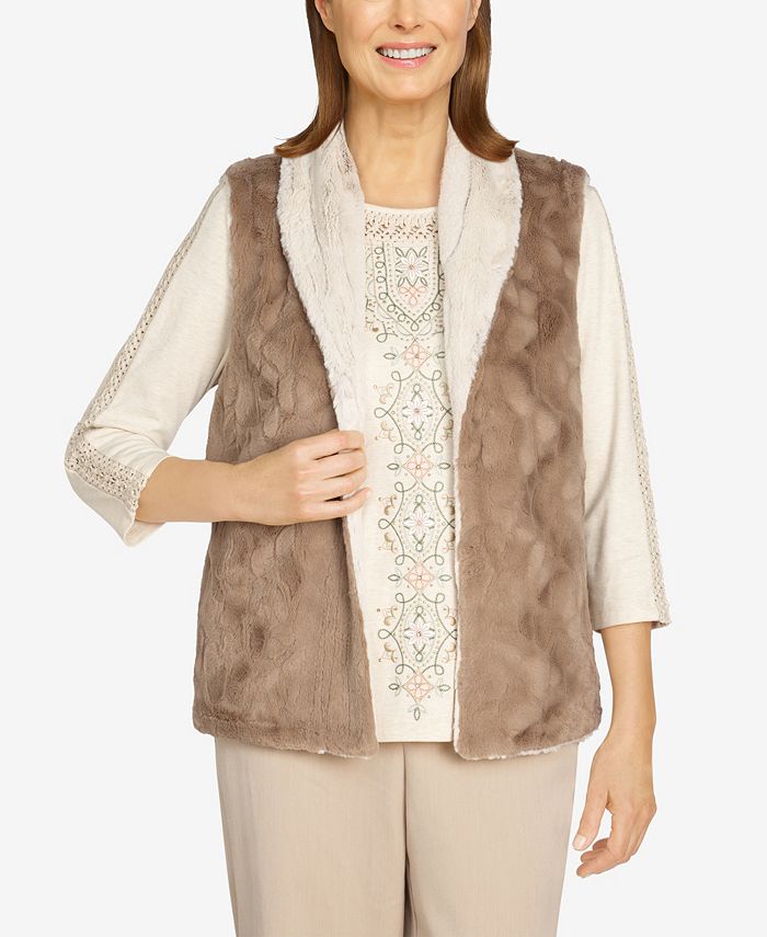 Alfred dunner discount faux fur jacket