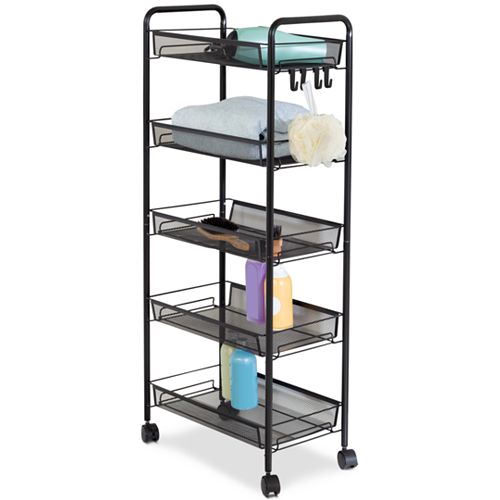 Honey Can Do CRT-09585 5-Tier Rolling Storage Cart on Wheels (Black)
