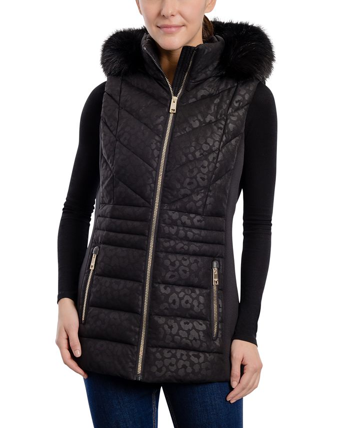 Michael Kors Women's Faux-Fur-Trim Hooded Vest - Macy's
