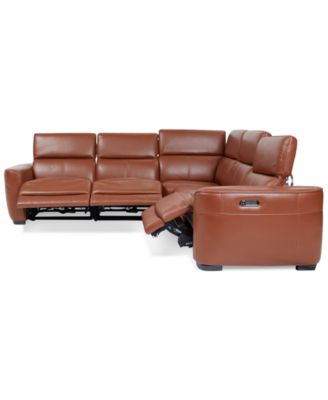 Lexanna 5-Pc. Leather Sectional with 3 Power Motion Recliners, Created for Macy's
