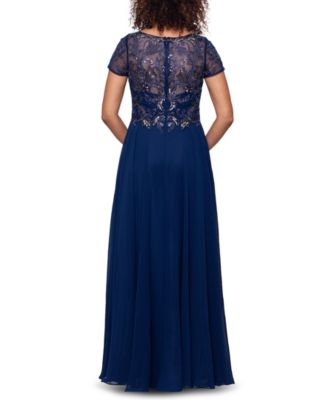 Embellished Short Sleeve Chiffon Gown 