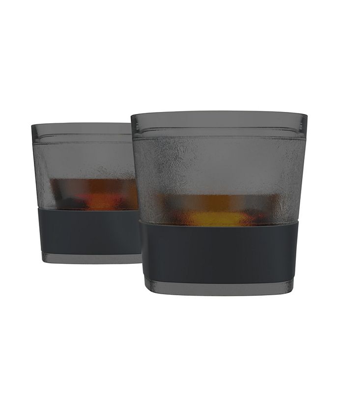 Host Glass Whiskey FREEZE Tumblers - 9oz Double Wall Cooling Glasses, Set Of 2, Keeps Drinks Cold Without Ice