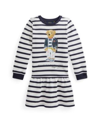 폴로 랄프로렌 여아용 원피스 Polo Ralph Lauren Little Girls Polo Bear Fleece Dress,Rl Navy, Antique Cream