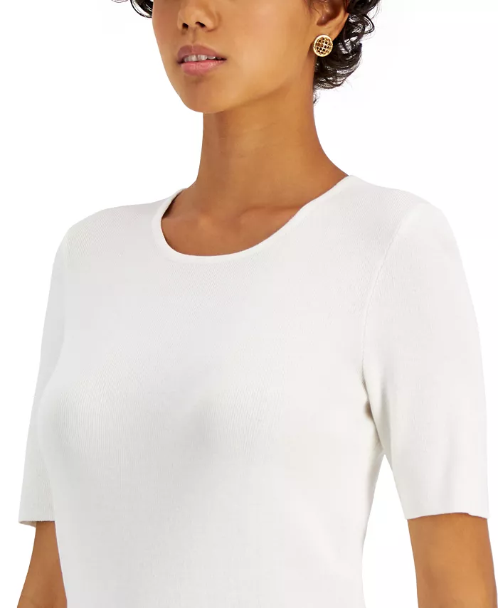 Women's Fine-Rib Crewneck Sweater T-Shirt - thumbnail 4