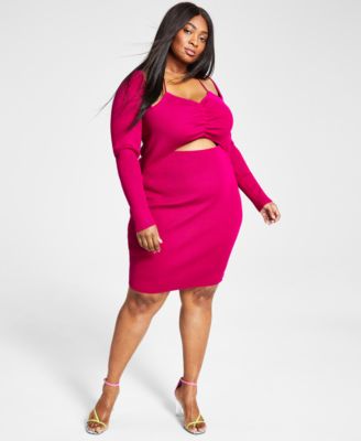 pink plus size sweater dress