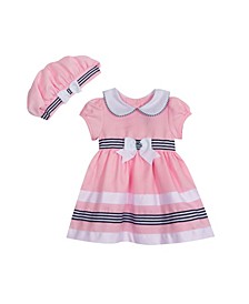 Baby Girls Twill Dress with Matching Hat and Panty, Set of 3