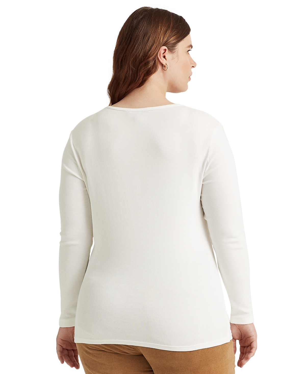 Lauren Ralph Lauren Plus Size Stretch Long-Sleeve Tee