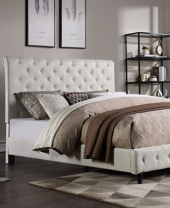 Best Master Furniture Ashley Modern Tufted with Nailhead Trim Bed