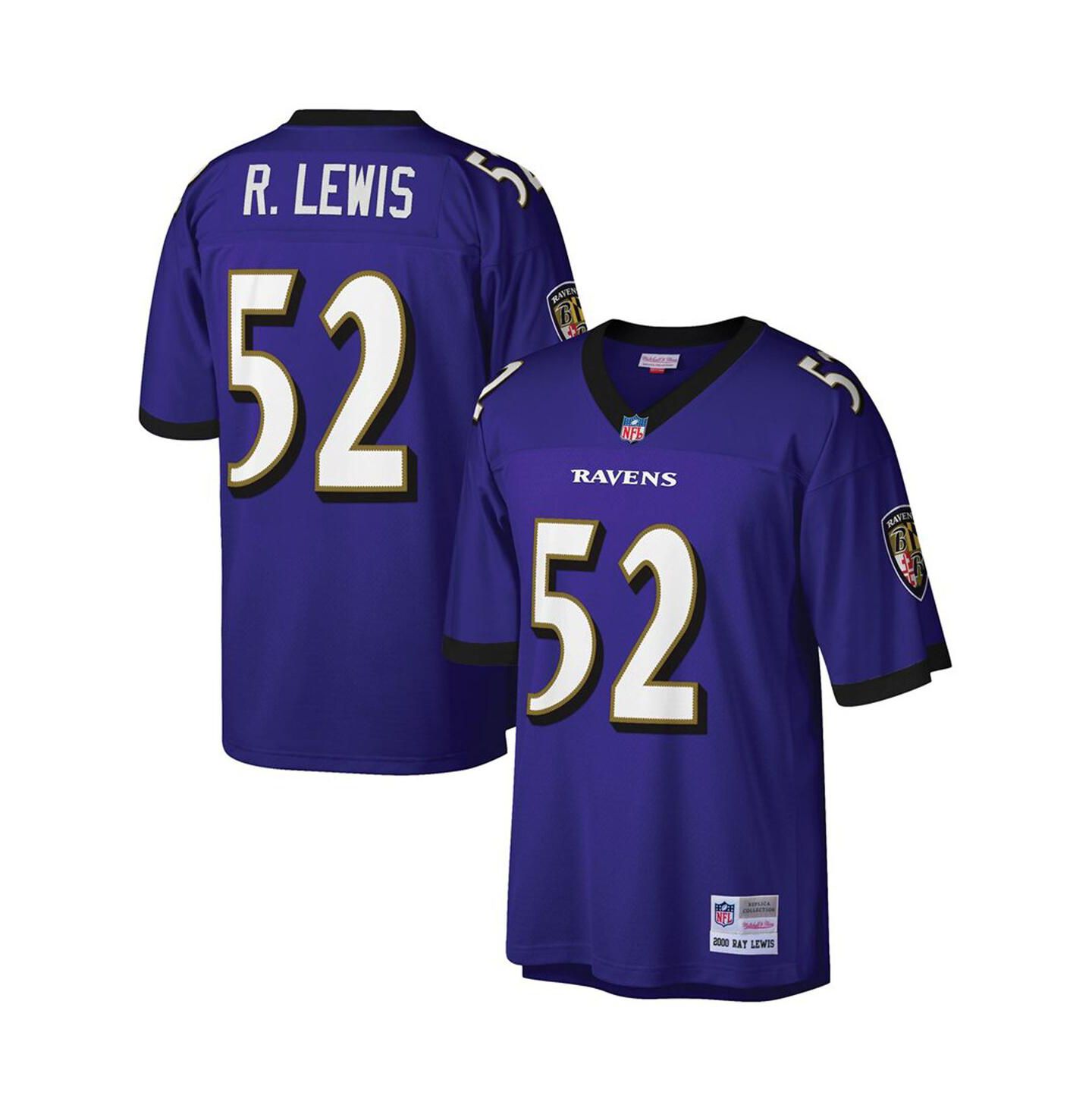 Мужское джерси Mitchell & Ness Ray Lewis Baltimore Ravens 2000, большие размеры, Purple — фото 1