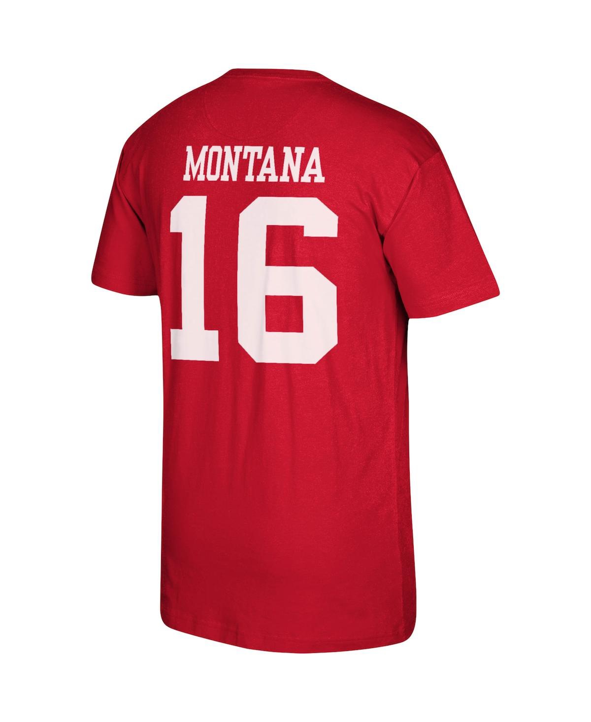 Men's Joe MontanaSan Francisco 49Ers Retired Player Logo Name and Number T-shirt - Scarlet