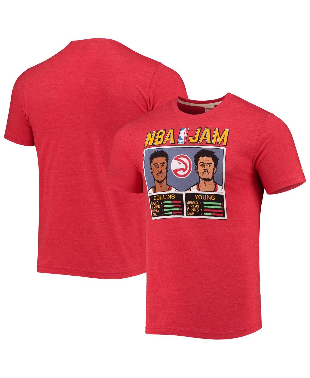 Men's John Collins & Trae Young Heathered Red Nba Jam Tri-Blend T-shirt - Heathered Red