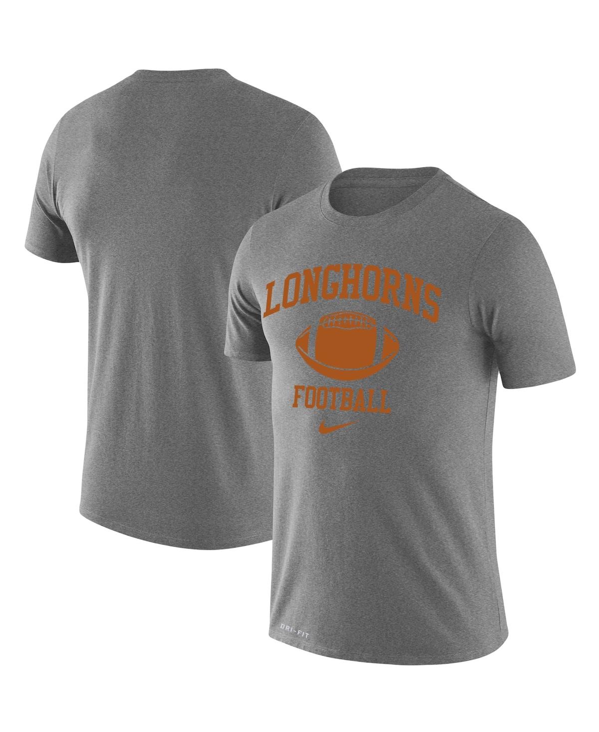 Men's Heathered Gray Texas Longhorns Retro Football Lockup Legend Performance T-shirt