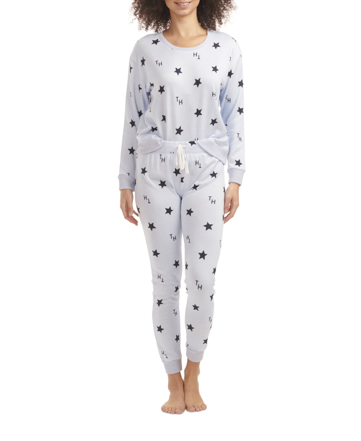 Women's Hacci Printed Pajama Set - Heather Gray