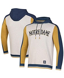 Men's Heathered Oatmeal, Navy Notre Dame Fighting Irish Iconic All Day Pullover Hoodie