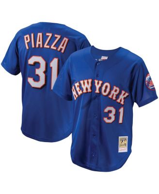 Men's Mike Piazza Royal New York Mets Cooperstown Collection Mesh Batting Practice Button-Up Jersey