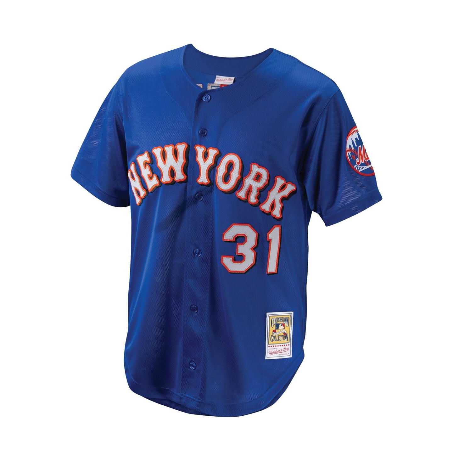 Мужской топ Mitchell & Ness Mike Piazza Royal New York Mets Cooperstown Collection Mesh Batting Practice Button-Up Jersey — фото 4