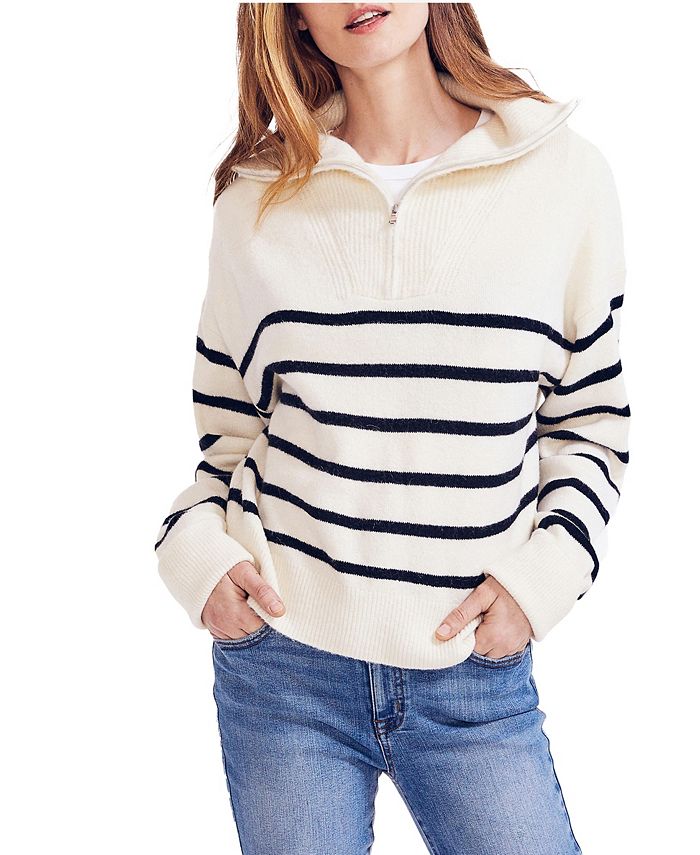 Nautica Women's Striped Quarter Zip Sweater - Macy's