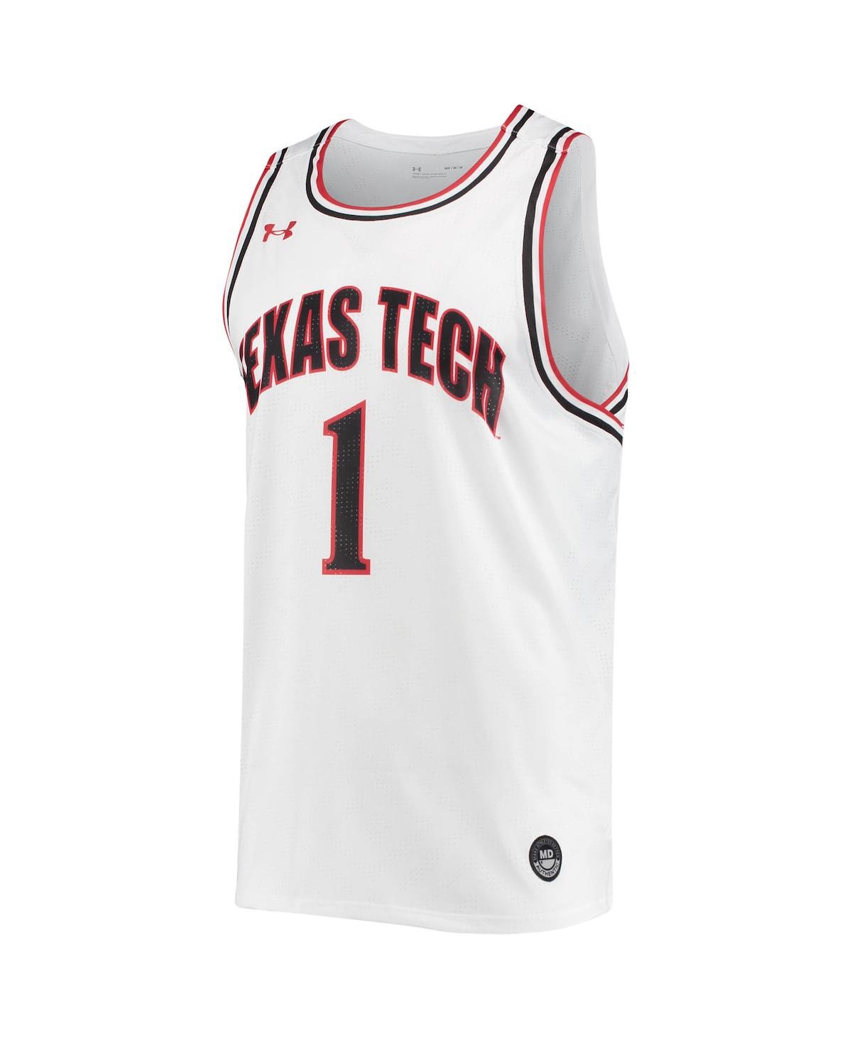 Men's Number 1Texas Tech Red Raiders Replica Basketball Jersey - White