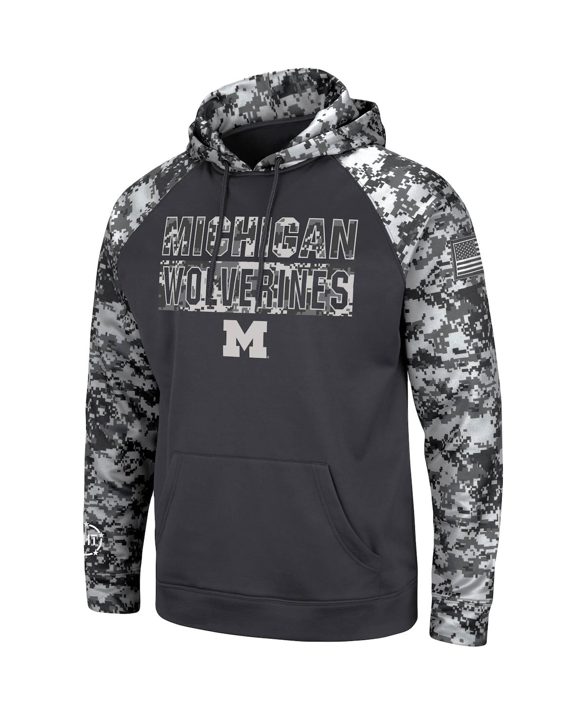 Colosseum Charcoal Michigan Wolverines Oht Military Appreciation Digital Camo Pullover Hoodie In Charcoal