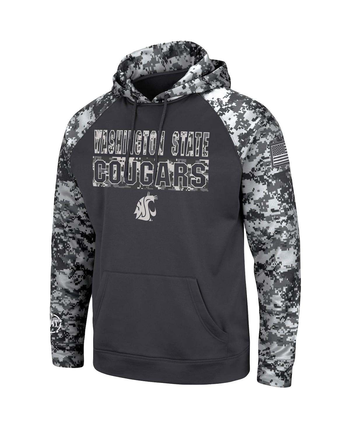 Colosseum Charcoal Washington State Cougars Oht Military Appreciation Digital Camo Pullover Hoodie In Charcoal