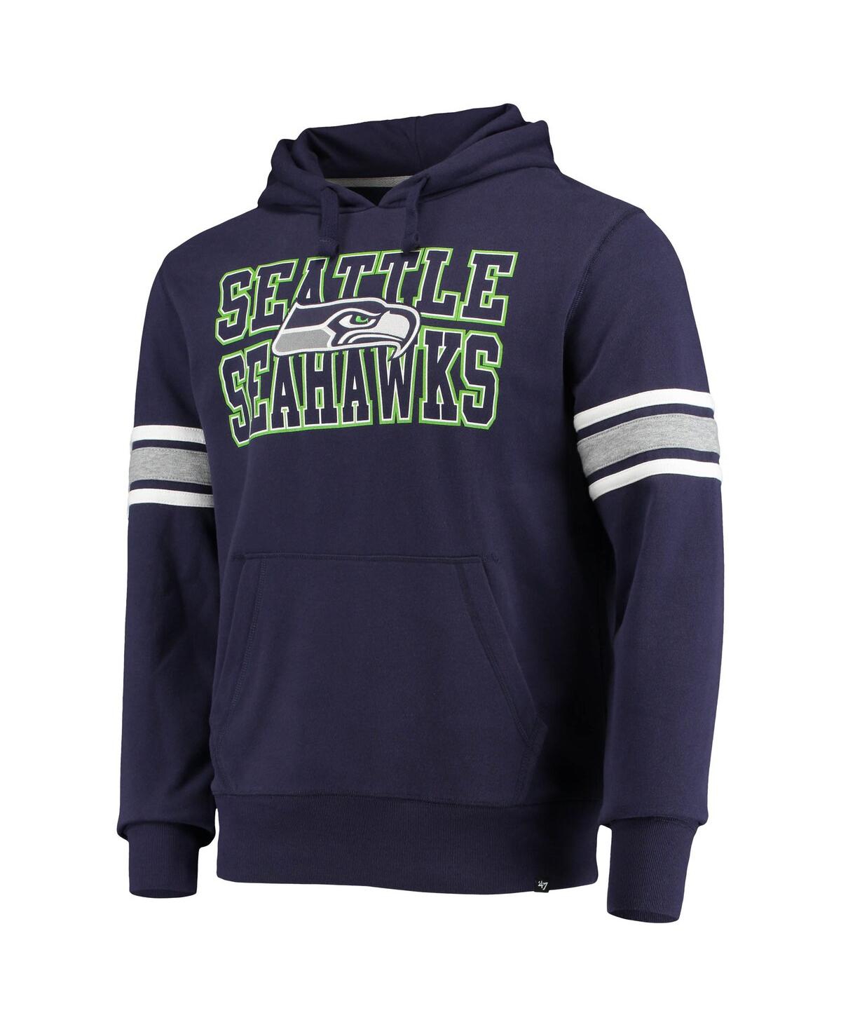 47 Brand Men's College Navy Seattle Seahawks Double Block Pullover Hoodie