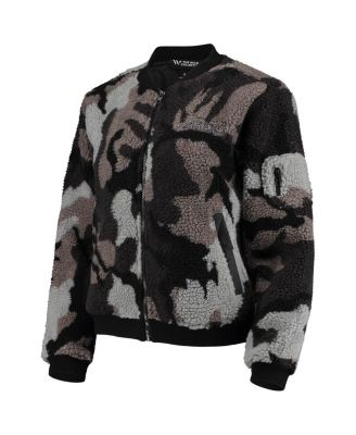 Women's Black Los Angeles Lakers Camo Sherpa Full-Zip Bomber Jacket