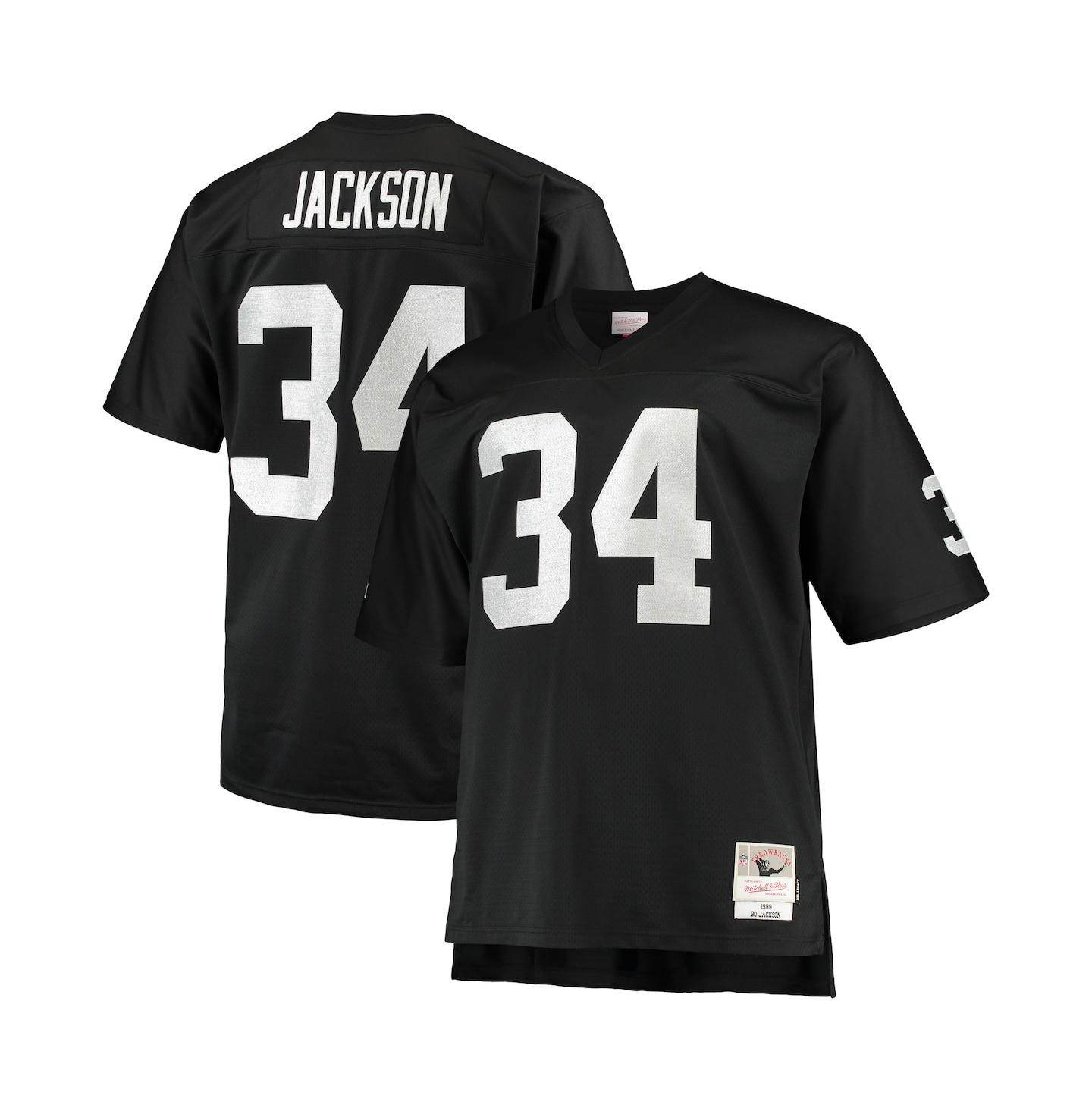 Мужское джерси Mitchell & Ness Bo Jackson Las Vegas Raiders Big and Tall 1988, Black — фото 4